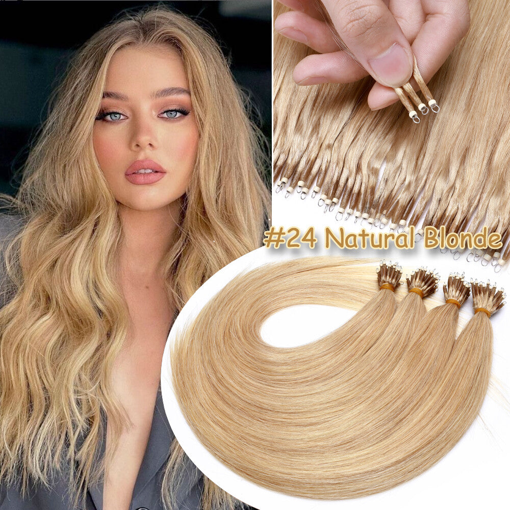150PCS Thick Remy Human Hair Extensions Nano Beads Double Drawn 14-24 Inch