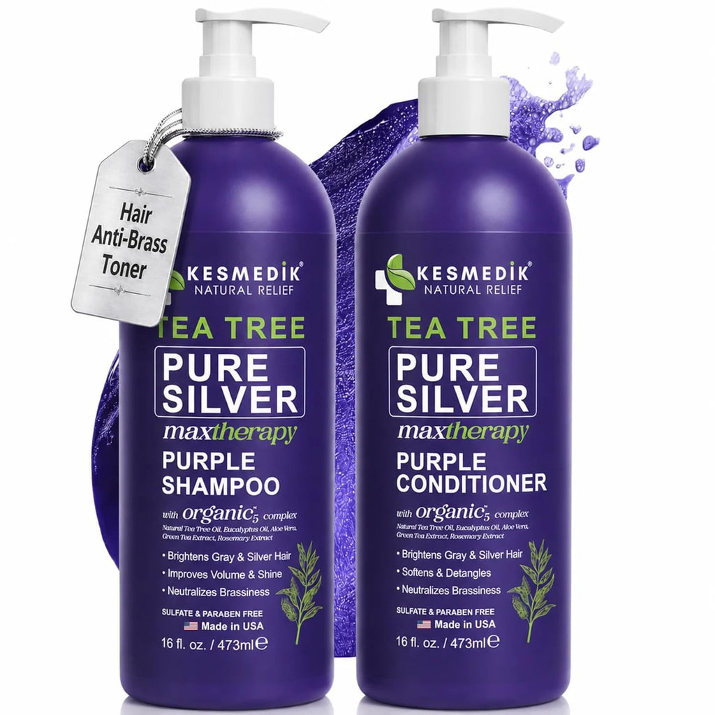 Purple Shampoo & Conditioner Set for Bleached, Silver & Gray Hair - Anti-Brass Toner