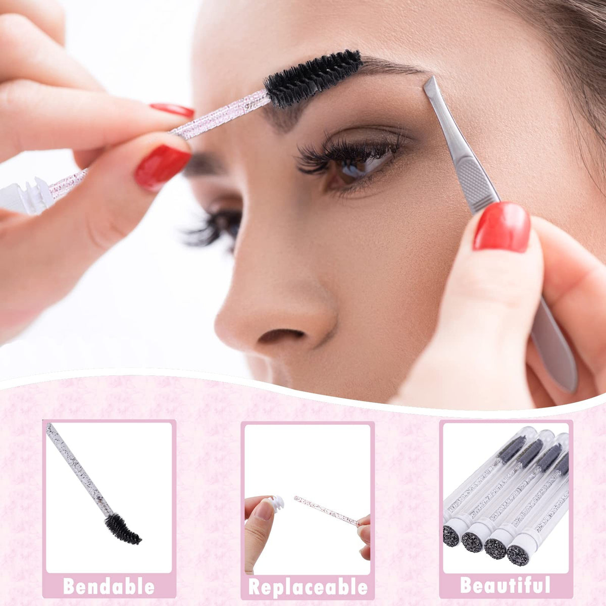Lash Shampoo Bottles and Brushes Set for Eyelash Care - 60 Pieces, Waterproof Labels