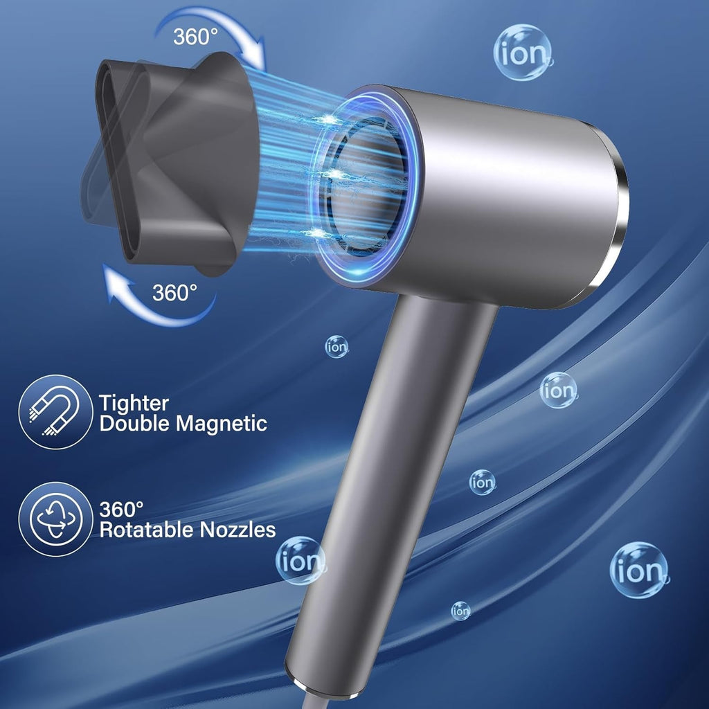 High-Speed Hair Dryer with Diffuser Negative Ions LED Display - Powerful Styling Tool