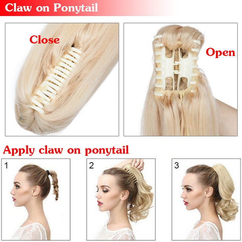 Remy Human Hair Ponytail Extensions Claw In Thick 100G for Natural Look