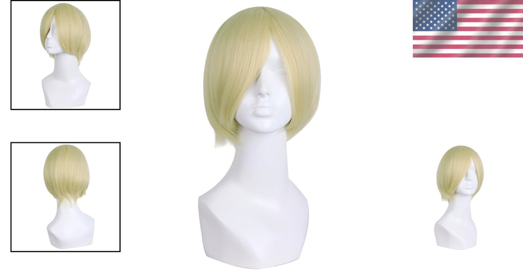 12-Inch Blonde Cosplay Wig with Monofilament Top for Anime & Costume Events