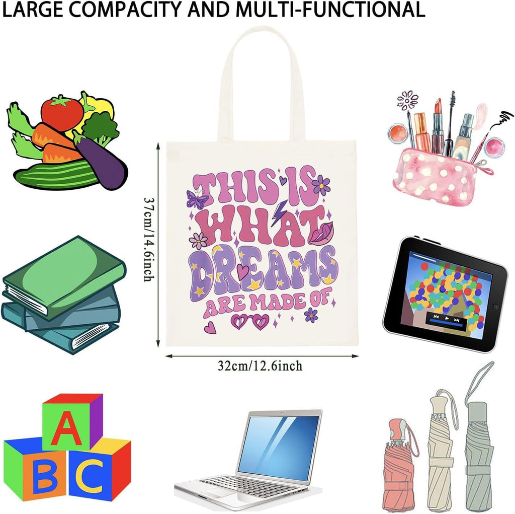 Cartoon Gift Tote Bag - This Is What Dreams Are Made Of Canvas Makeup & Travel Bag