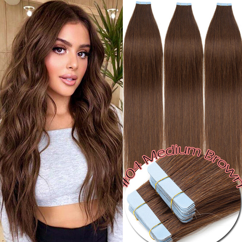 150g Thick Tape-In Human Hair Extensions Full Head Skin Weft Long Highlights