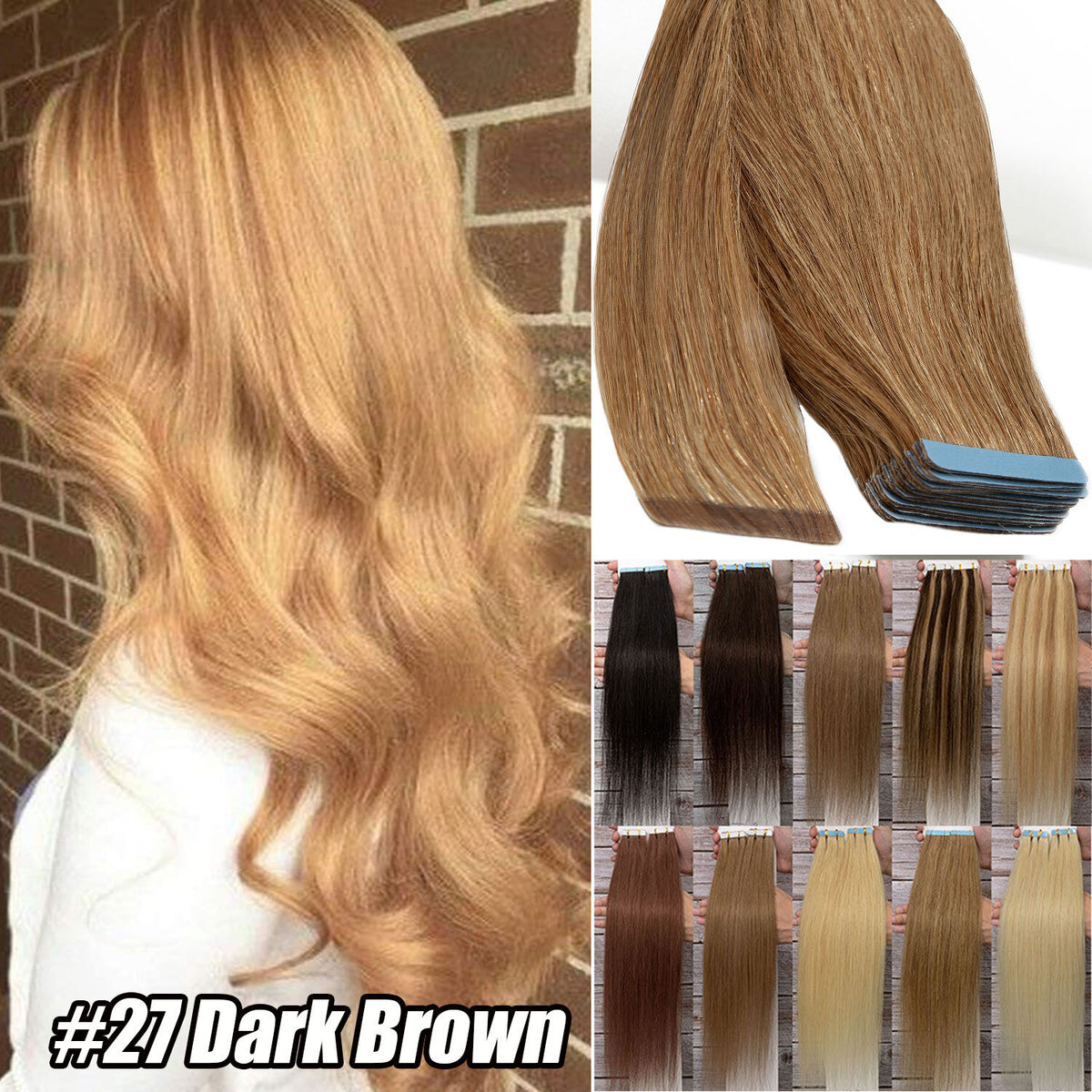 Ombré Tape-In Hair Extensions - 100% Remy Human Hair Full Head