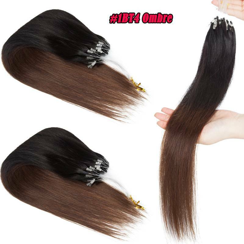 Human Hair Extensions Micro Loop Nano Beads Full Head - Multiple Colors & Lengths