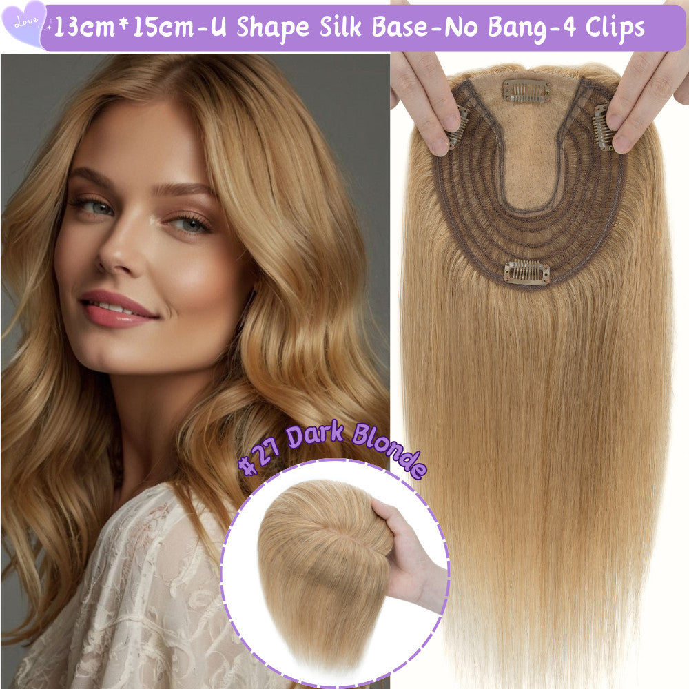 Clip-In Hair Topper for Women - Natural Remy Human Hair Wiglet with Lace/Silk Base