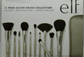 Elf 11 Piece Silver Makeup Brush Set with Brush Bag – Synthetic Hair