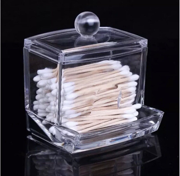 Clear Acrylic Cotton Swab Holder Dispenser for Q-Tips and Makeup