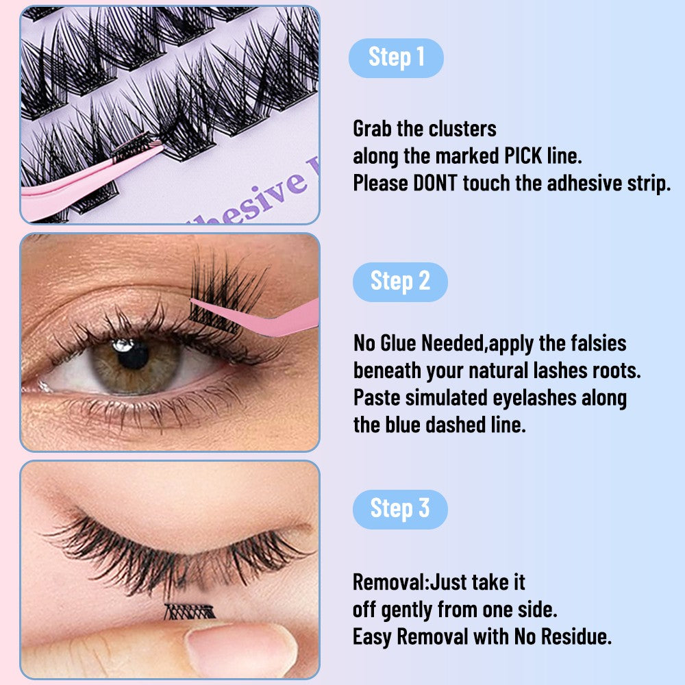 Self Adhesive False Eyelash Clusters 120Pcs Curly 10-16mm DIY Volume Lashes