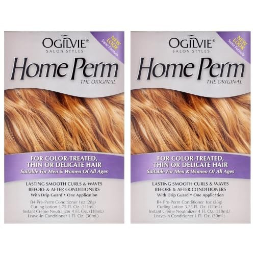 Home Perm Kit for Men & Women - Lasting Curls & Waves, Color Safe, 2 Pieces