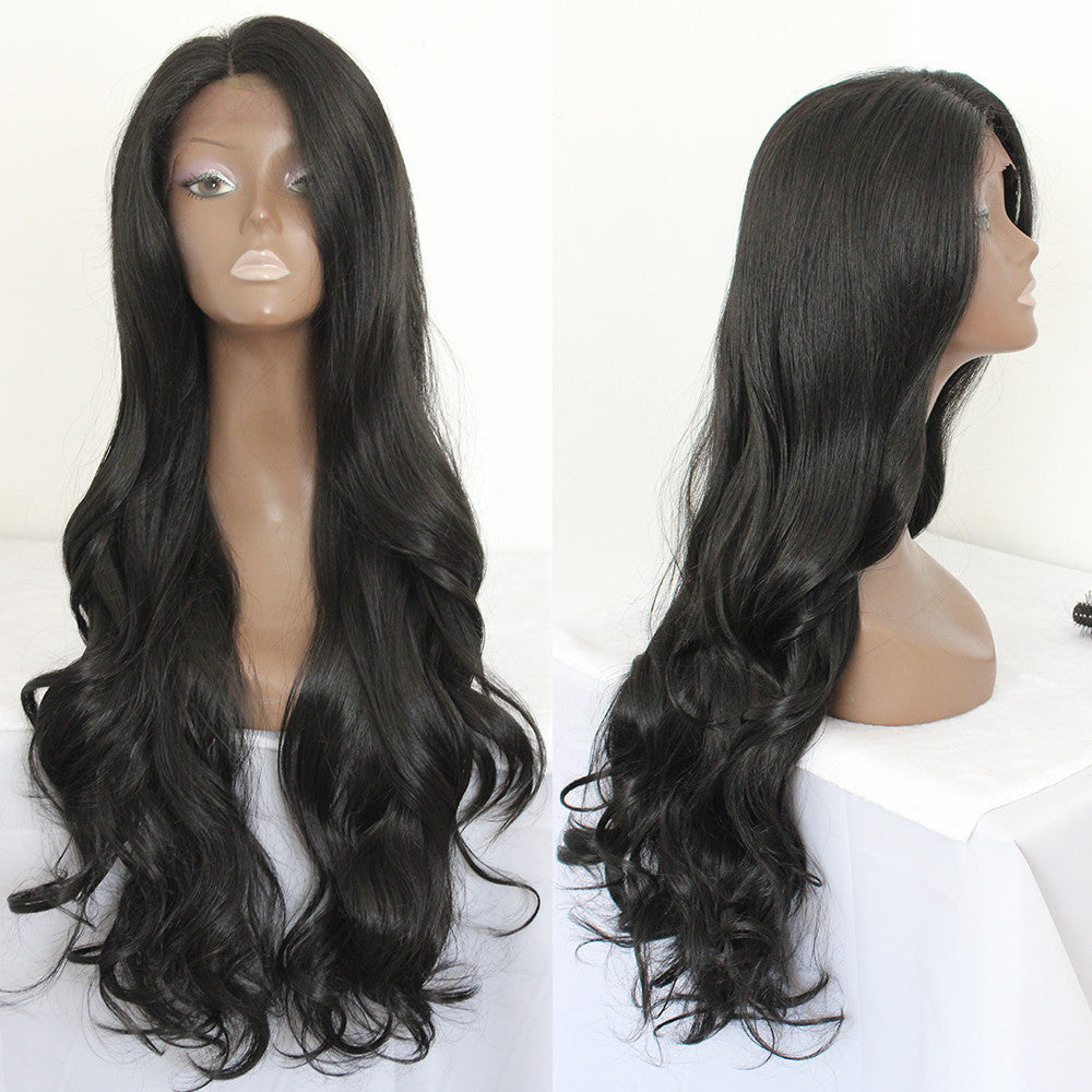 Black Synthetic Lace Front Wig for Women Body Wave Style - 180% Density