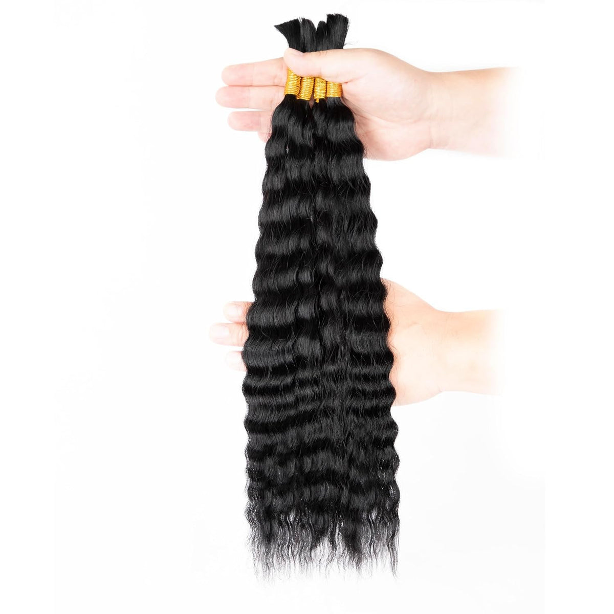 16 Inch Black Human Hair Extensions Wet & Wavy Braiding Hair 100G