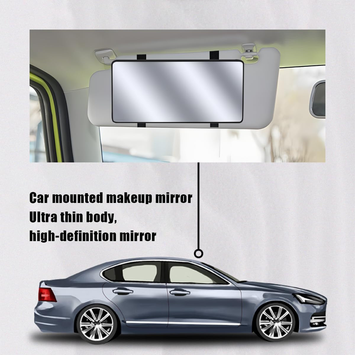 Car Sun Visor Vanity Mirror with Makeup Reflection, Easy Installation