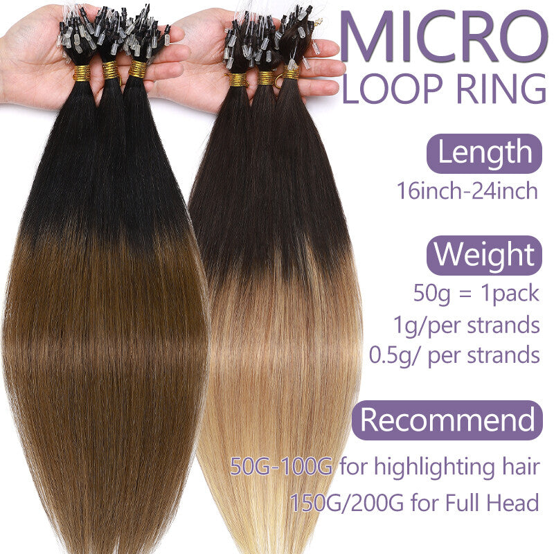 Remy Human Hair Extensions Micro Loop Beads Thick 1G/S Multiple Variants