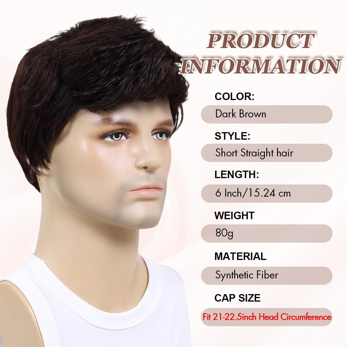 Men's Short Brown Wigs - Cosplay, Daily Wear, Natural Look