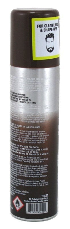 Kiss Tintation Temporary Hair Color Spray Medium Brown 2.82oz Pack of 3