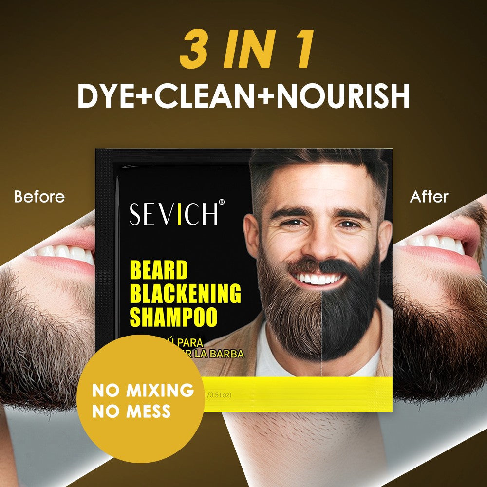 Natural Black Beard Dye Shampoo - Grey Coverage, Ammonia-Free, 10/20/30/50pcs