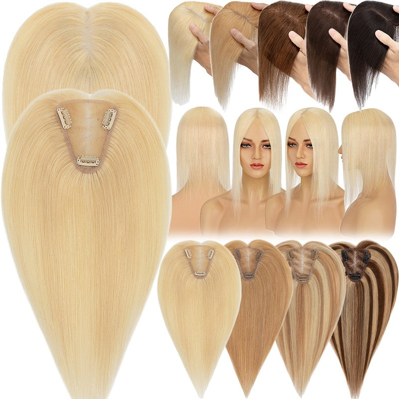 Clip-In Human Hair Topper with Lace Base - Remy Hair Extensions for Volume