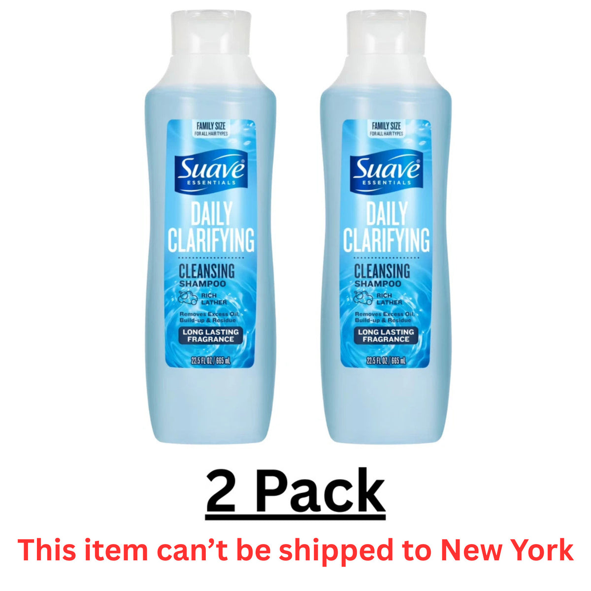 (2 Pack) Suave Daily Shampoo for All Hair Types - 22.5 fl oz, Multiple Scents Available