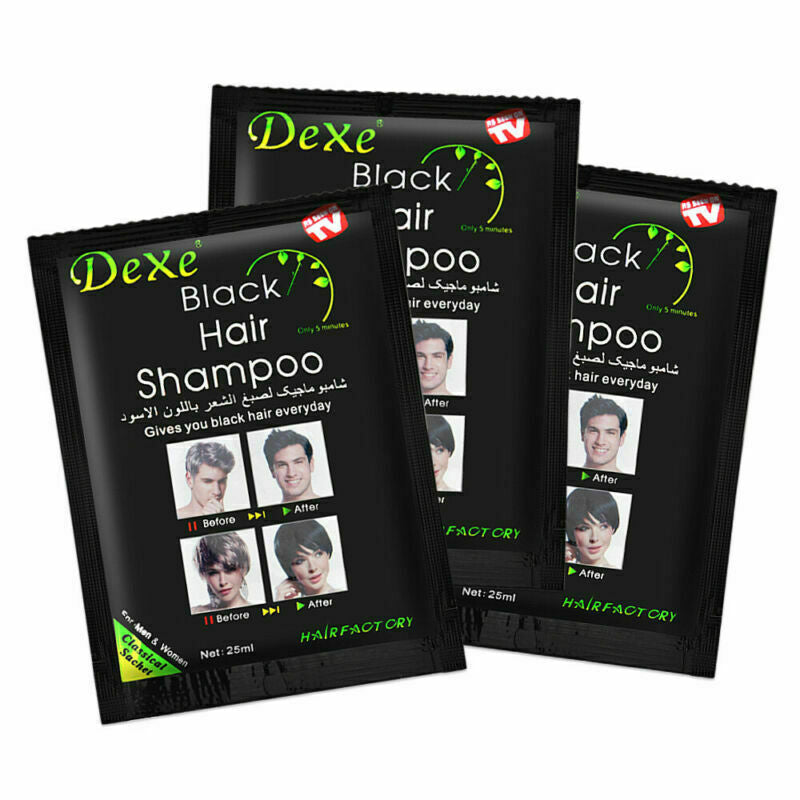 Herbal Black Hair Shampoo Darkening Hair Dye - 10 Pack