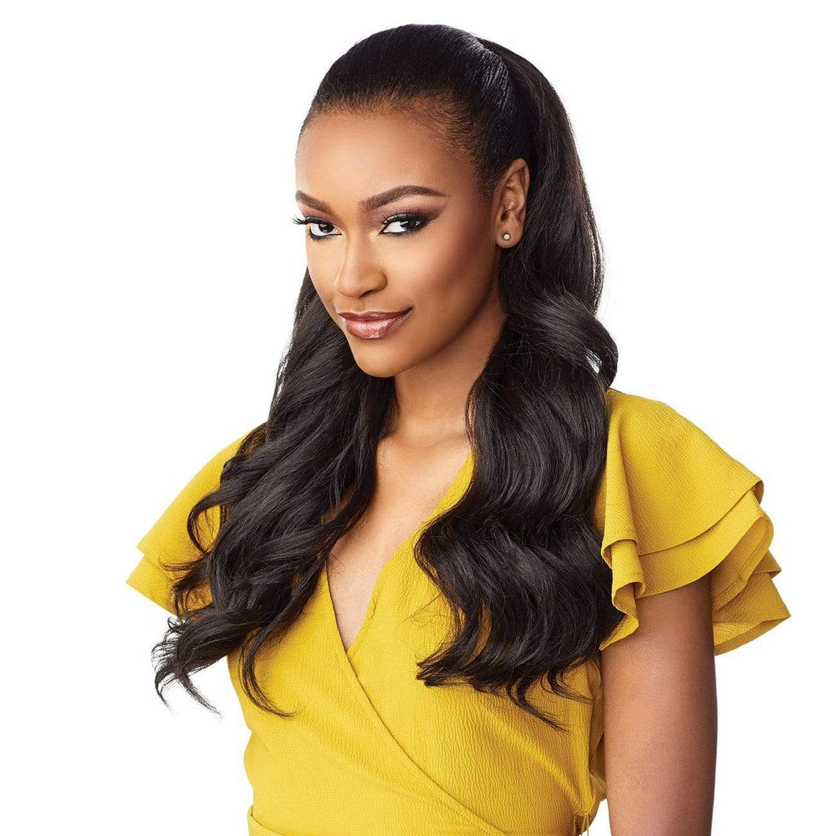 Synthetic Half Wig with Drawstring Cap - Textured Curl, Updo Style
