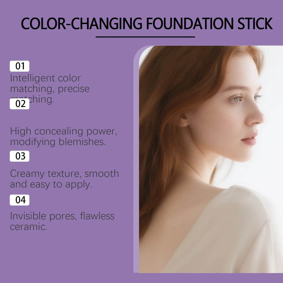 Unbranded 2-in-1 Waterproof Foundation Stick with Built-In Brush