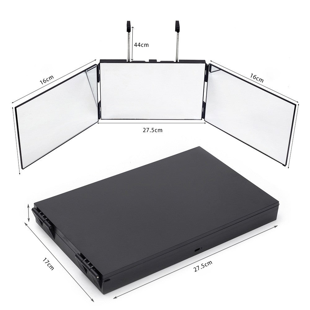 360 Degree Self Hair Cutting Mirror with HD Glass Tri Fold Design