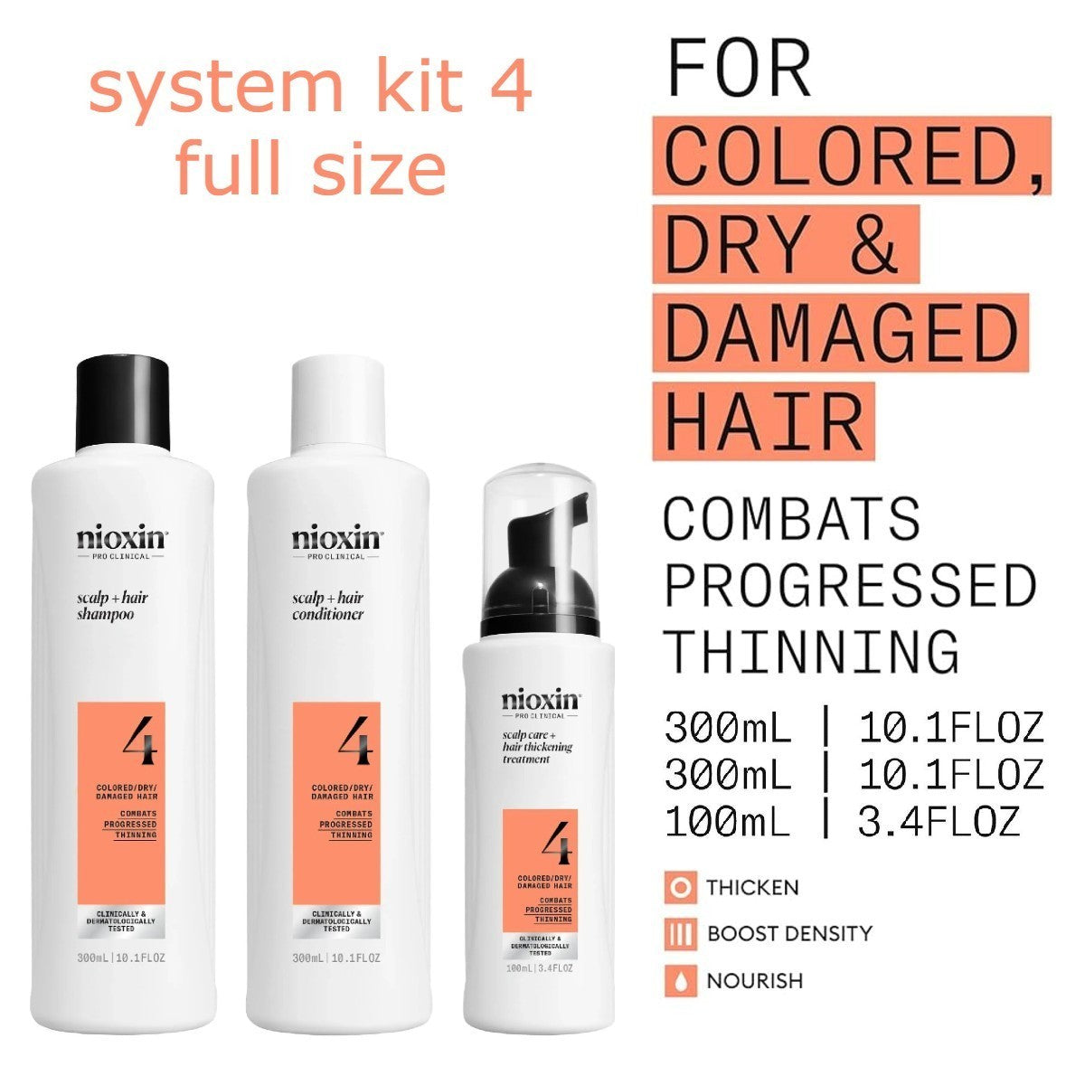 Nioxin Hair Thickening System Kit 4 for Color-Treated & Thinning Hair