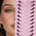 10 Pairs Natural Wispy Half Eyelash Extensions for Cat Eye Look