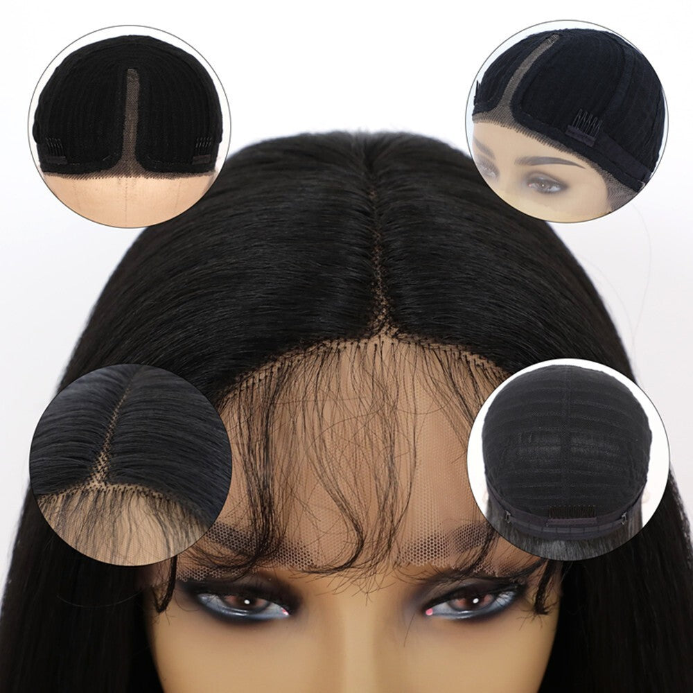 30-Inch Natural Synthetic Lace Front Wig Long Straight Hair Heat Resistant