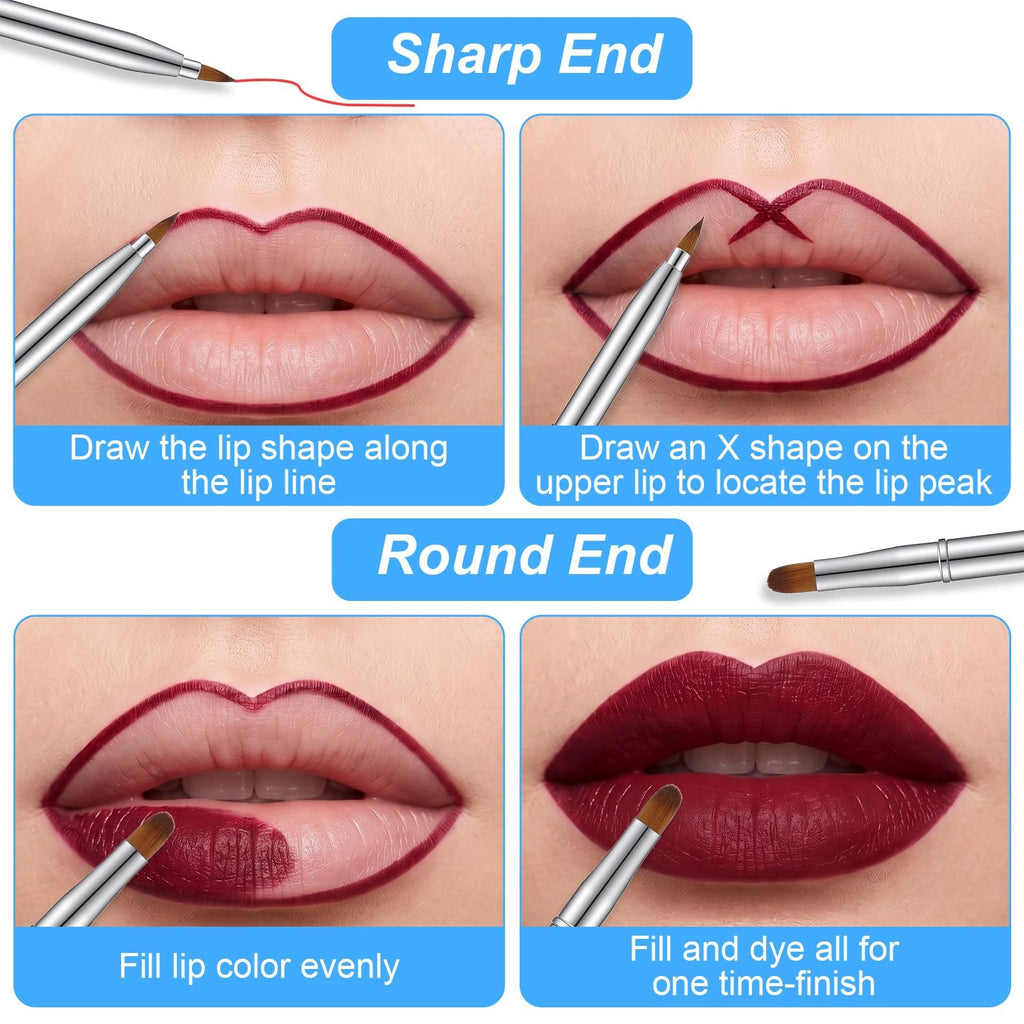 Retractable Lip Brush Dual Ended Lipstick Applicator Portable Makeup Tool