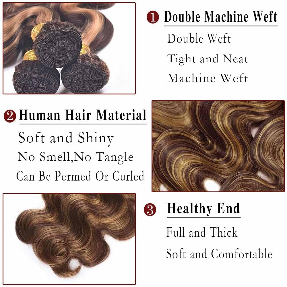 Human Hair Body Wave Highlight Blonde Bundles 28-32 Inch 3-Pack