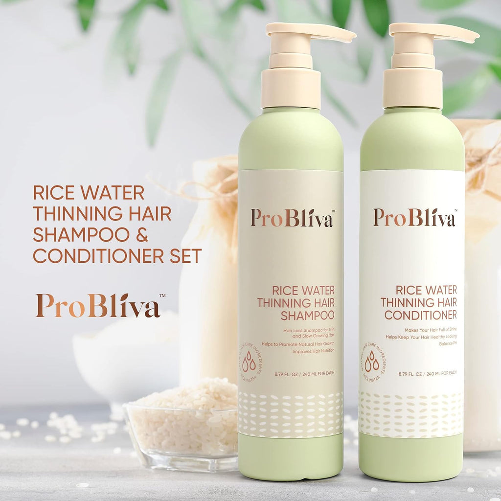 Rice Water Hair Loss Shampoo & Conditioner Set for Thinning Hair - Regrowth & Nourishment