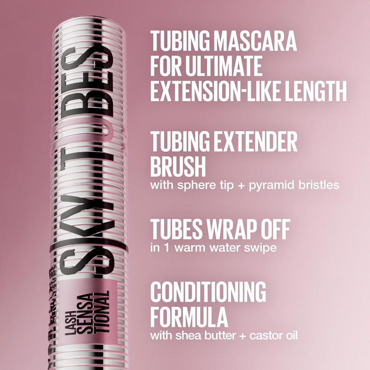 Lengthening Tubing Mascara - Waterproof & Smudge-Proof, 2 Pack