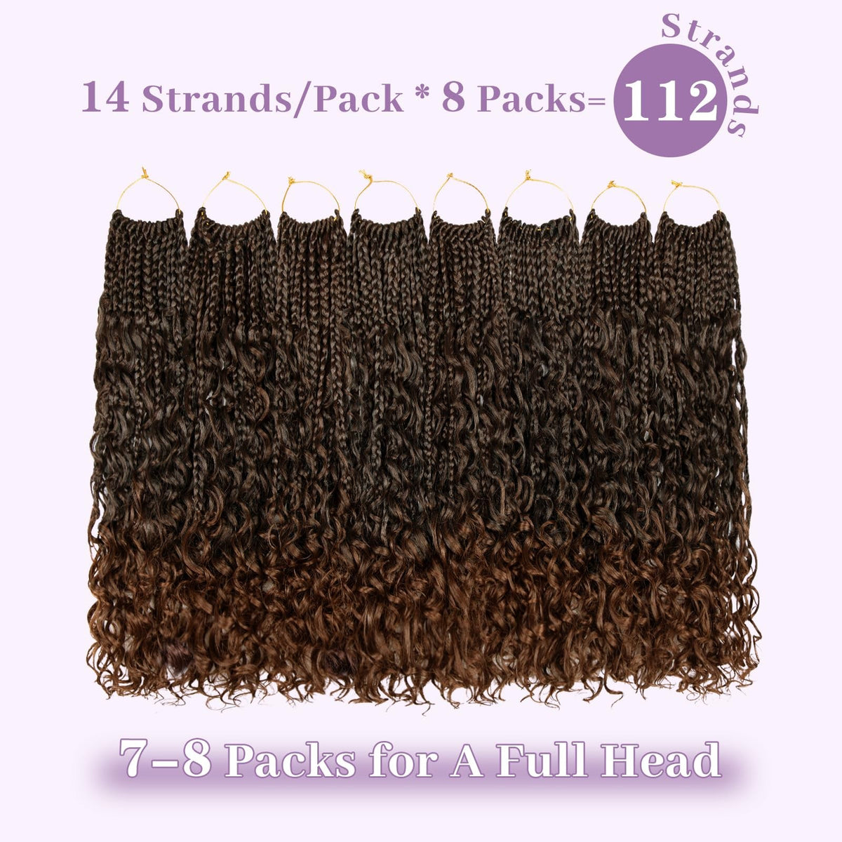Boho Box Braids Crochet Hair 14 Inch Goddess Curl Ends Pre Looped