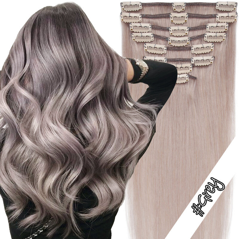 100% Human Hair Extensions Clip-In Full Head Set - Multiple Colors & Lengths