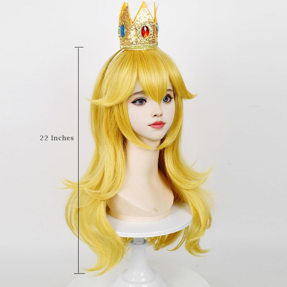 Long Blonde Princess Wig for Cosplay & Halloween with Crown Brooch & Earrings