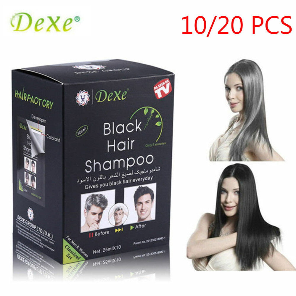 Herbal Black Hair Shampoo Darkening Hair Dye - 10 Pack