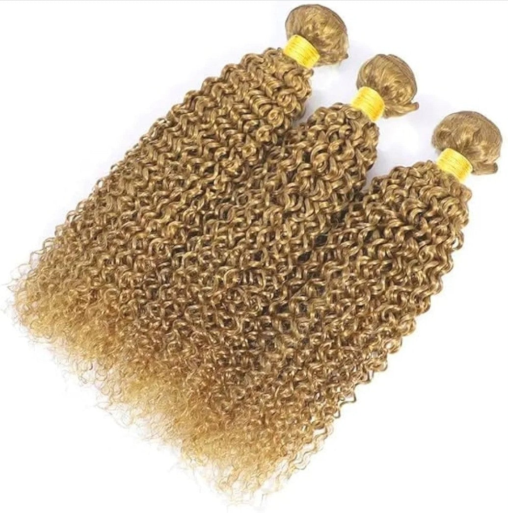 Virgin Human Hair Bundles 27# Jerry Curl 18 20 22 Inches - Unbranded