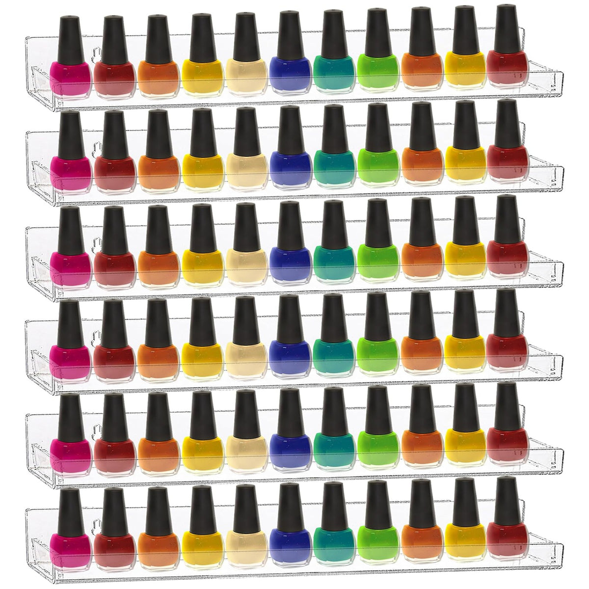 Wall Mounted Nail Polish Rack Set with Removable Anti-Slip End Inserts