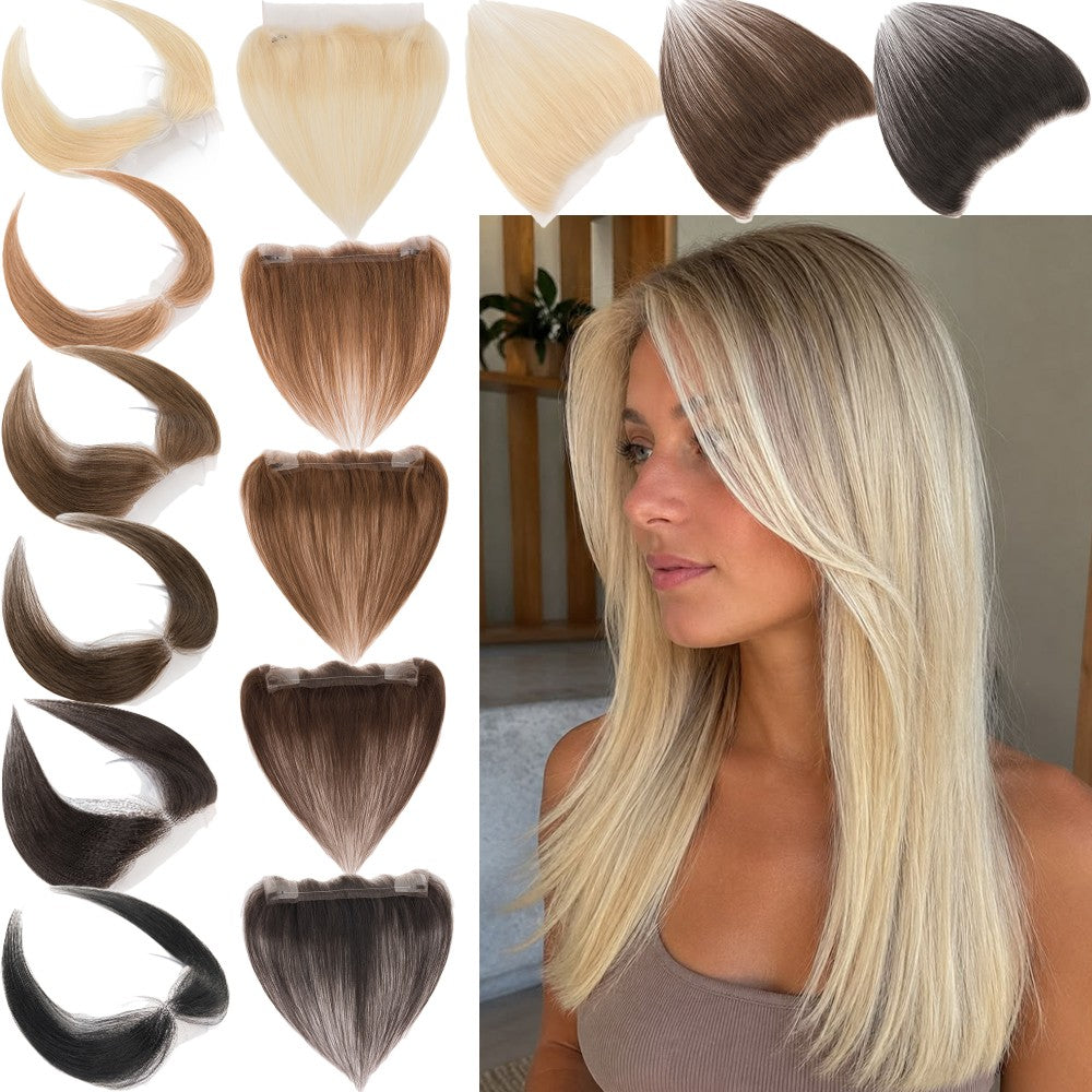 Full Lace Hair Topper with Frontal Human Hair Patches for Hairline Cover - Remy Human Hair