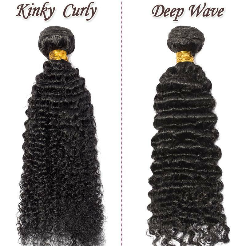 Deep Wave & Kinky Curly Human Hair Extensions - Virgin Weave, Unprocessed, 8-30 inch