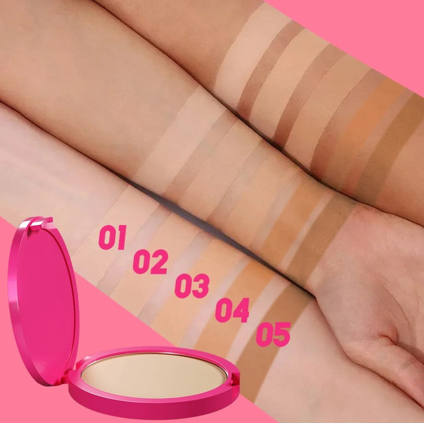 Matte Pressed Powder Foundation Oil Control Makeup Compact - Natural Finish