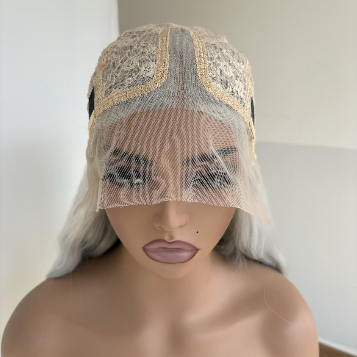 Long Wavy Synthetic Lace Front Wig - Heat Resistant Silver Grey Hair