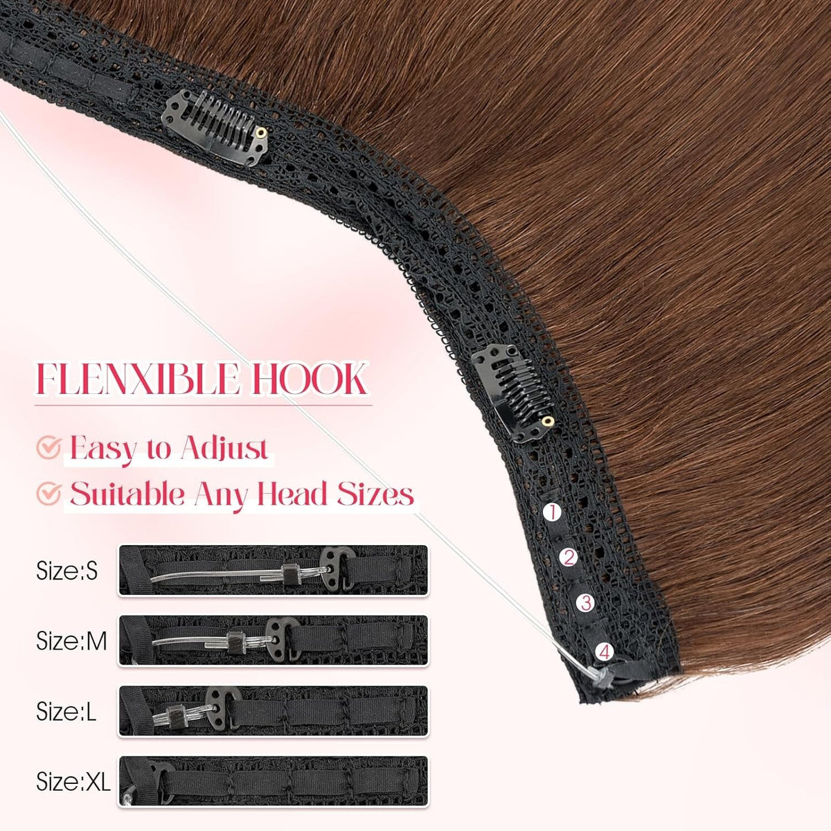 Halo Invisible Wire Hair Extensions - 100% Remy Human Hair, 11 Inch Medium Brown