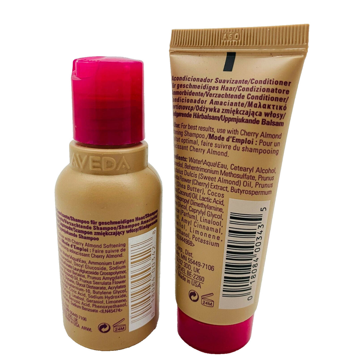 Cherry Almond Hair Shampoo & Conditioner Set - Nourishing 1.7 oz & 1.4 oz