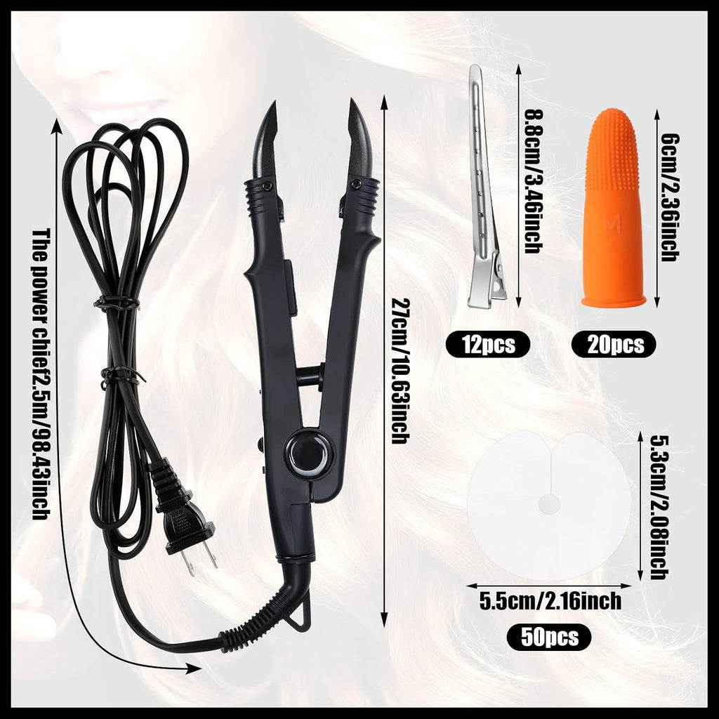 Keratin Hair Extension Kit with Heat Iron & Beads - DIY Hair Styling Set