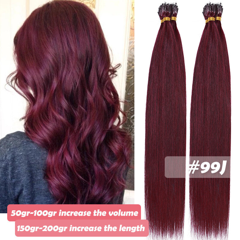 150PCS Thick Remy Human Hair Extensions Nano Ring Micro Loop Beads Link