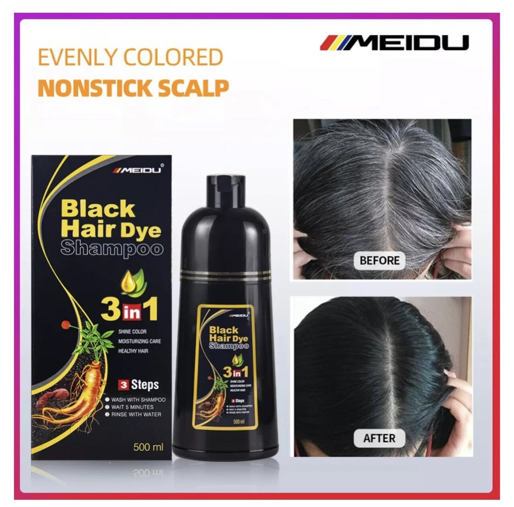 MEIDU Coffee Hair Dye Shampoo Set with Mask & Spray Protector - Long Lasting Color